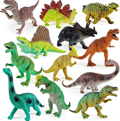 Boley 12 Pack 9-Inch Educational Dinosaur Toys - Kids Realistic Toy Assorted – One-Touch Top ...