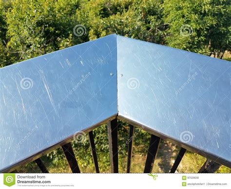 Metallic railing on deck stock photo. Image of metal - 97529030