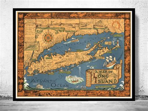 Vintage Map of Long Island - product image Old Maps, Antique Maps, Vintage Maps, Vintage Posters ...