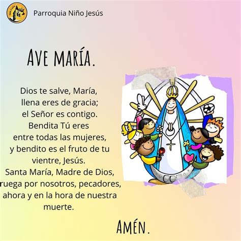 AVE María para niños | Oraciones para niños, Cantos para rosario ...