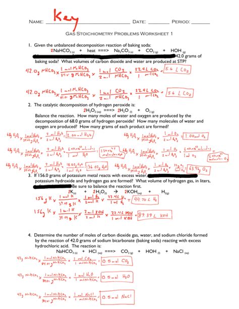 Gas Stoichiometry Worksheet With Solutions — db-excel.com