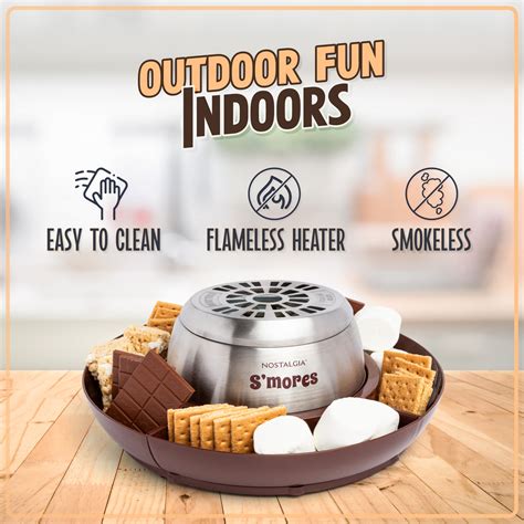 Indoor Electric Stainless Steel S'mores Maker with 4 Lazy Susan Compar — Nostalgia Products