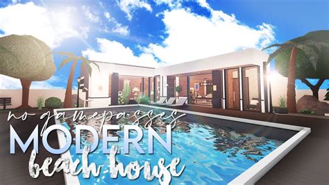 No Gamepasses Modern Beach House | 95k | Roblox | Bloxburg | Speedbuild ...