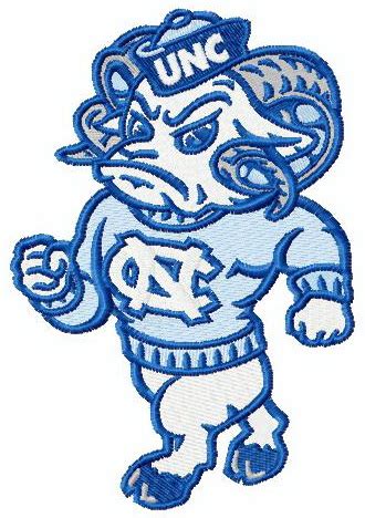 North Carolina Tar Heels mascot embroidery design