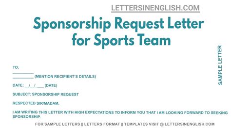 Sports Team Sponsor Letter Template - Infoupdate.org