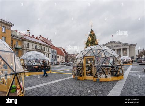 Christmas market in Vilnius Town Hall square. Christmas in Vilnius - the largest festival of the ...