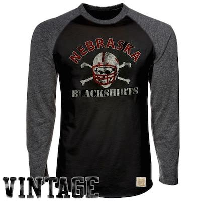 Original Retro Brand Nebraska Cornhuskers Blackshirts Raglan Premium T-Shirt - Black | Official ...