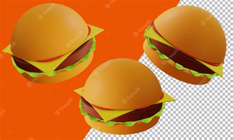 Premium PSD | 3d cartoon burger renderings collection