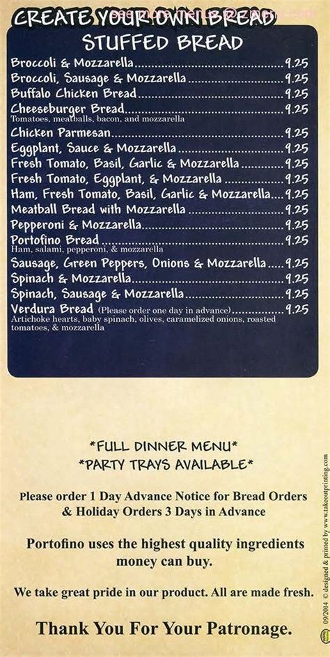 Online Menu of Portofino Pizzeria Restaurant, Madison, Connecticut, 06443 - Zmenu