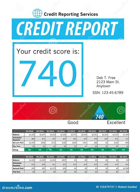 This is a Generic Copy of a Credit Report. Stock Illustration ...