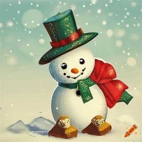 Cute vintage christmas snowman on Craiyon