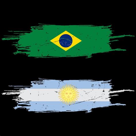 Premium Vector | Brazil argentina flag with grunge effect.