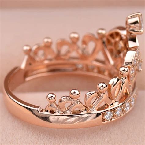 Awesome Genuine Rose Gold Crown Ring Mount SONA Diamond Crown Jewelry Colorful Gold 14K Royal ...