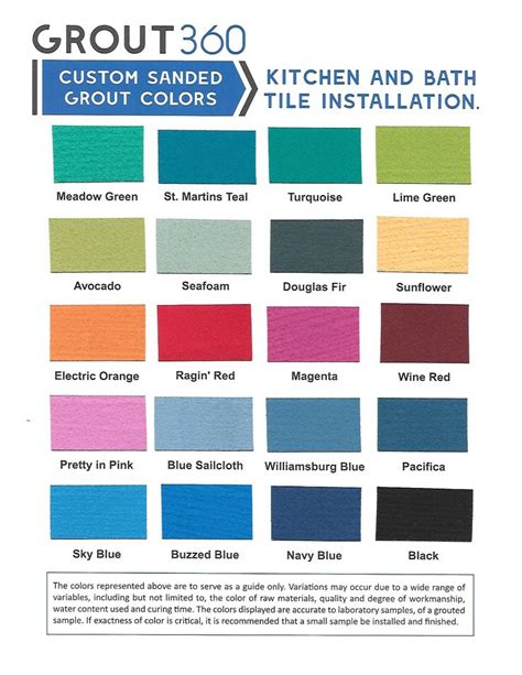 Color Chart for Grout | Grout color, Coloured grout, Tile grout