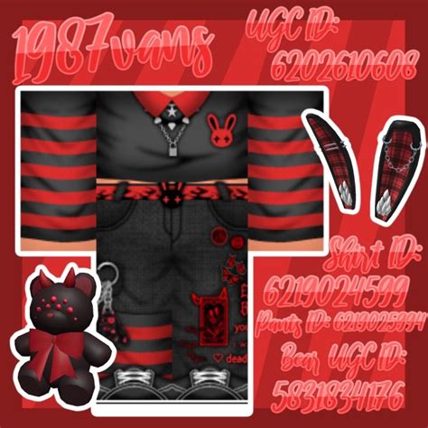 Black & Red Kawaii/Grunge Roblox outfits with matching hats in 2021 | Roblox shirt, Outfits ...