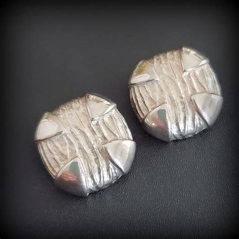 Vintage GIVENCHY Earrings, 1980s Brushed Silver Earrings Fashion ...