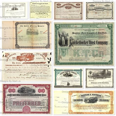 Vintage Stock Certificates Set 1 Vintage Stock Market Certificate ...