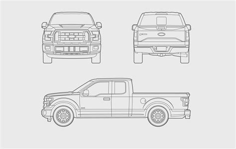 Ford f-150 2017 Blueprint - Download free blueprint for 3D modeling