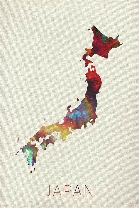 Japan Watercolor Map Mixed Media by Design Turnpike - Fine Art America