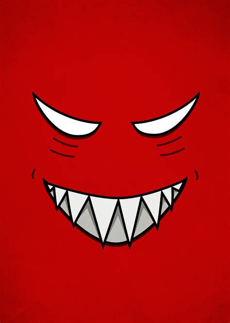 Cartoon Grinning Face With Evil Eyes Digital Art by Boriana Giormova