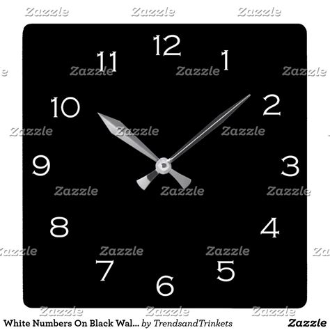 White Numbers On Black Wall Clock | Zazzle.com | Clock, Wall clock design, Black