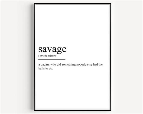 Savage Definition Print - Etsy