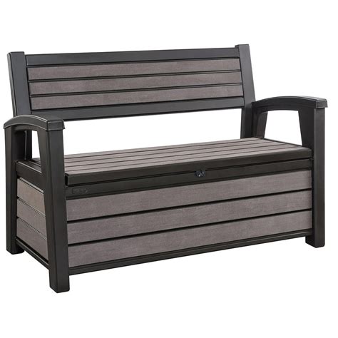 Keter Hudson 60 Gal Plastic Outdoor Backyard Patio Storage Bench Deck Box, Brown - Walmart.com ...