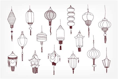 Chinese paper street lanterns bundle | Lantern drawing, Lantern tattoo ...