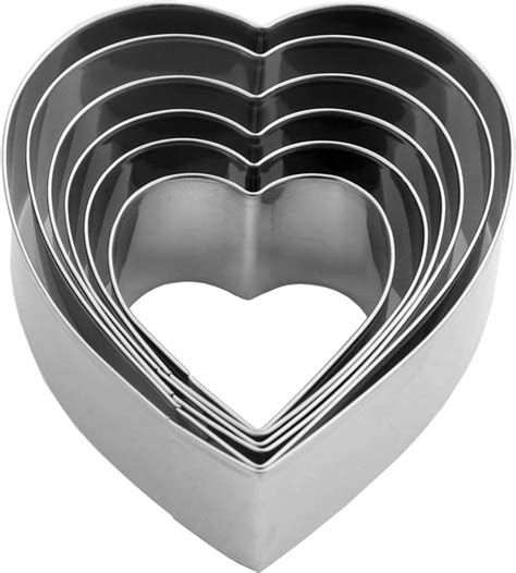 Valentines Day 6 Pcs Heart Shaped Cookie Cutters Stainless Steel ...