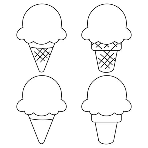 Premium Vector | Line art of ice cream cone set. outline of ice cream ...