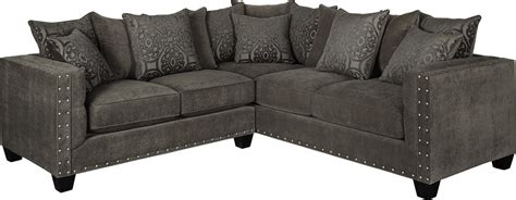 Cindy Crawford Sidney Road Gray Polyester Fabric 2 Pc Sectional | Rooms to Go