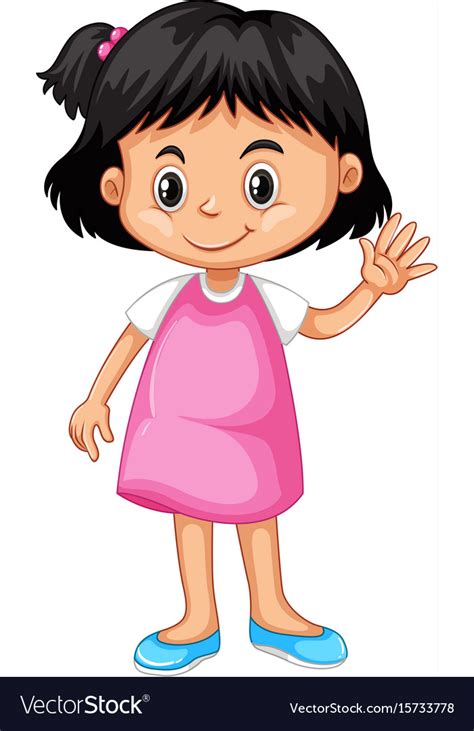 Little girl waving hand hello Royalty Free Vector Image