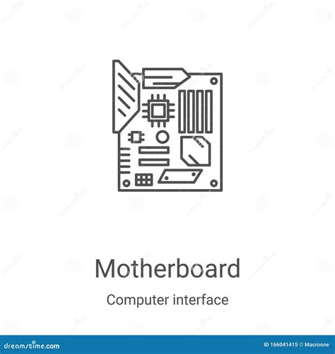 Motherboard Icon Vector from Computer Interface Collection. Thin Line Motherboard Outline Icon ...