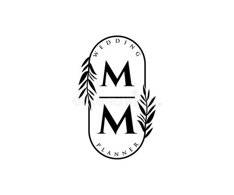 MM Initials Letter Wedding Monogram Logos Collection, Hand Drawn Modern Minimalistic and Floral ...