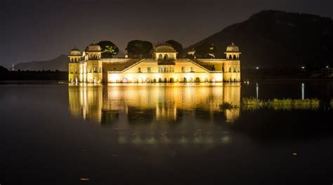 Jal Mahal Jaipur Rajasthan India Night View Stock Image - Image of dusk ...