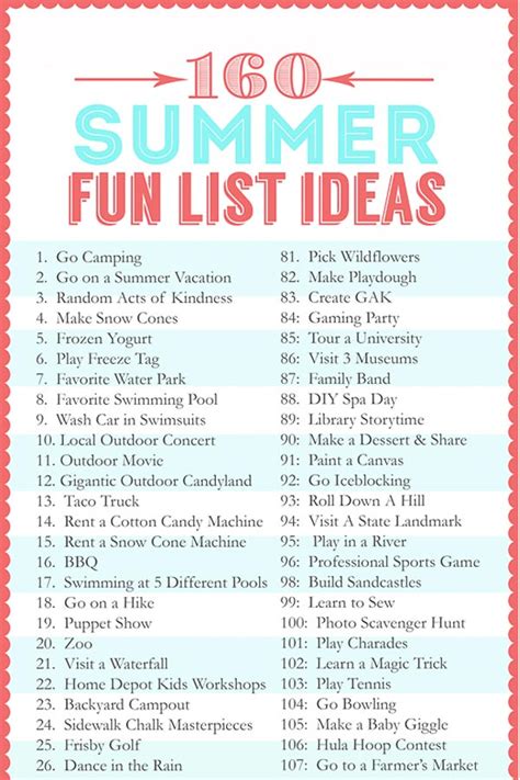 Free Printable Summer Bucket List