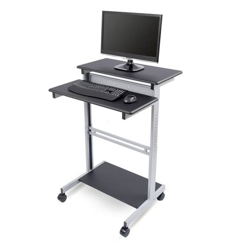 Stand Up Desk Store Rolling Adjustable Height Two Tier Standing Desk Computer Workstation ...