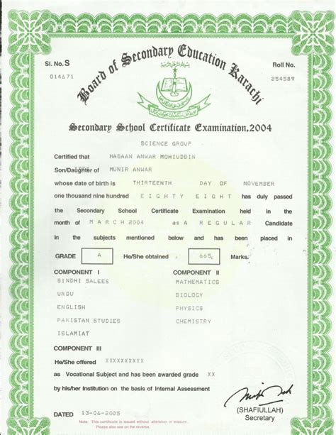 SSC Certificate