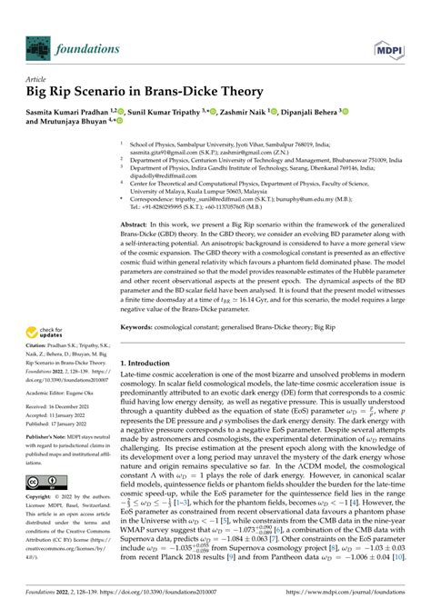 (PDF) Big Rip Scenario in Brans-Dicke Theory