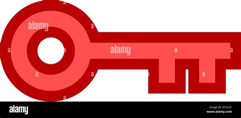 Key symbol icon - red with outline, isolated - vector illustration ...