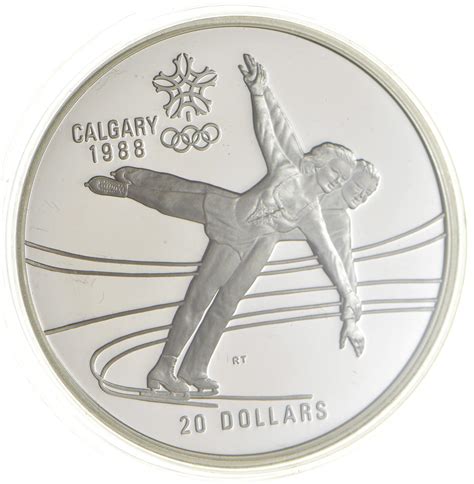 1987 - PROOF 1988 Calgary Winter Olympics Silver $20 Canadian Dollar ...