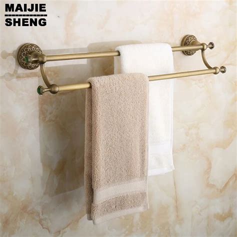 Double towel bars bathroom towel rack wall mounted antique bathroom ...