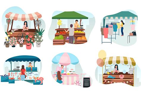 Street market stalls illustrations | Pre-Designed Photoshop Graphics ...