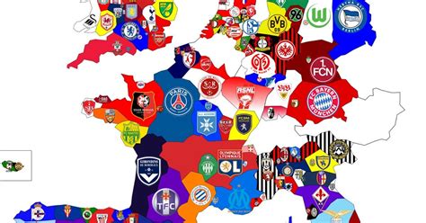 European Club Football Map. : soccer