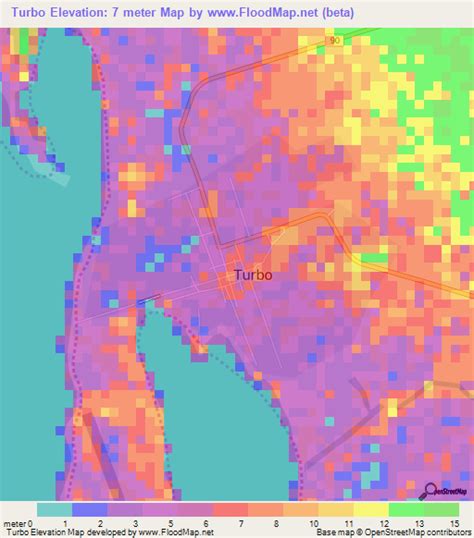 Elevation of Turbo,Colombia Elevation Map, Topography, Contour