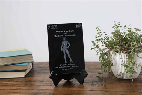 Wood Display Stand | Plaque Stand5" X 7" Heavy Granite Plaque with Wood ...