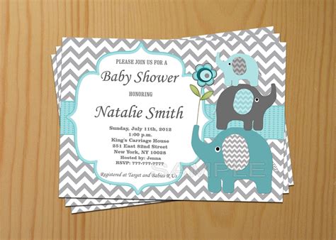 Baby Shower Invitations Elephants Boy - Best Elephant 2017