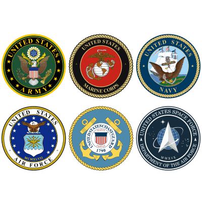 Armed Forces Seal Decal Bundle (Army, Navy, USMC, Air Force, Coast Guard, Space Force ...
