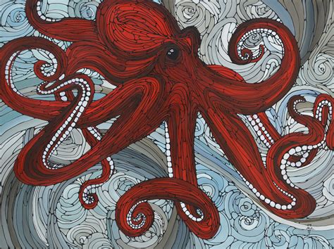 Abstract Octopus painting. www.whitecapart.com | Octopus painting, Octopus art, Red octopus