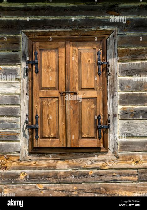 Rustic window with wooden shutters hi-res stock photography and images ...